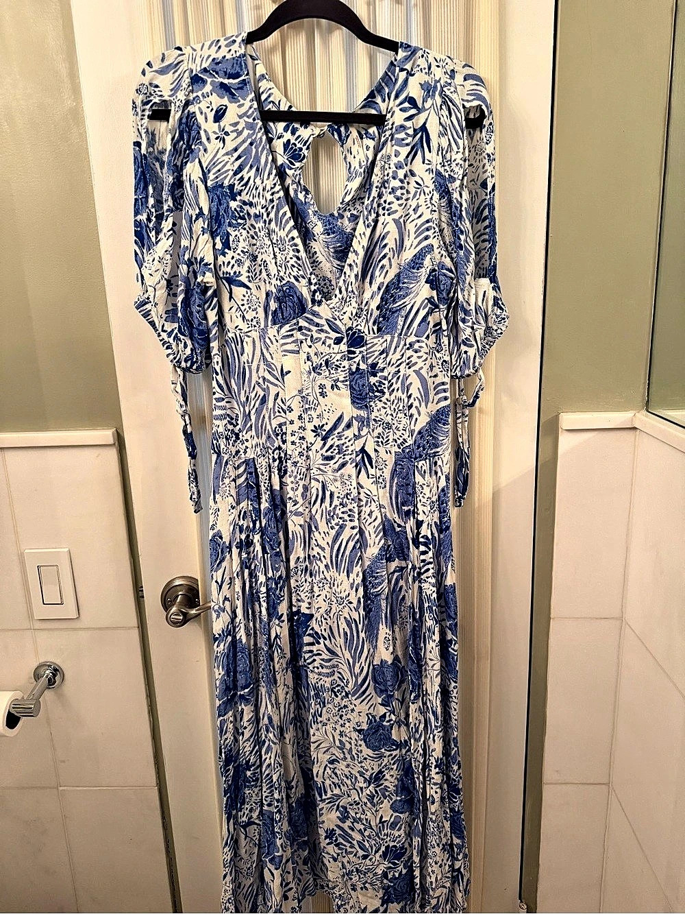 Free People Blue Floral Maxi Dress Size 8